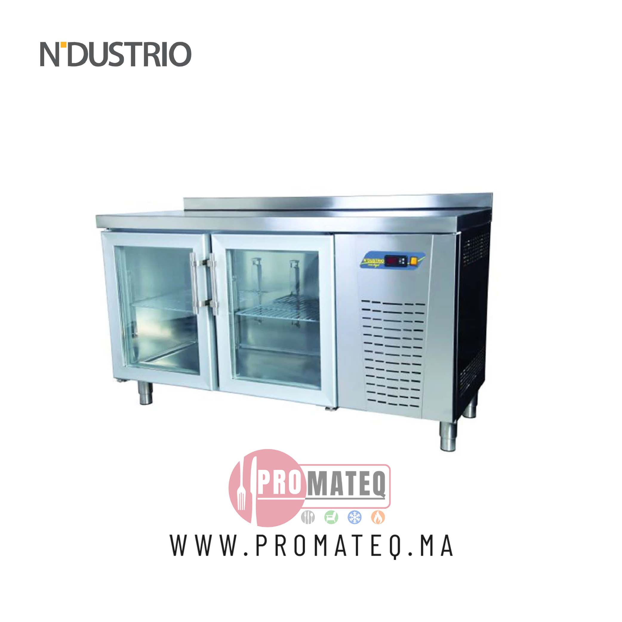COMPTOIR 1M50 2 PORTES VITREES 150cmx70cmx85cm TPG-72-GD