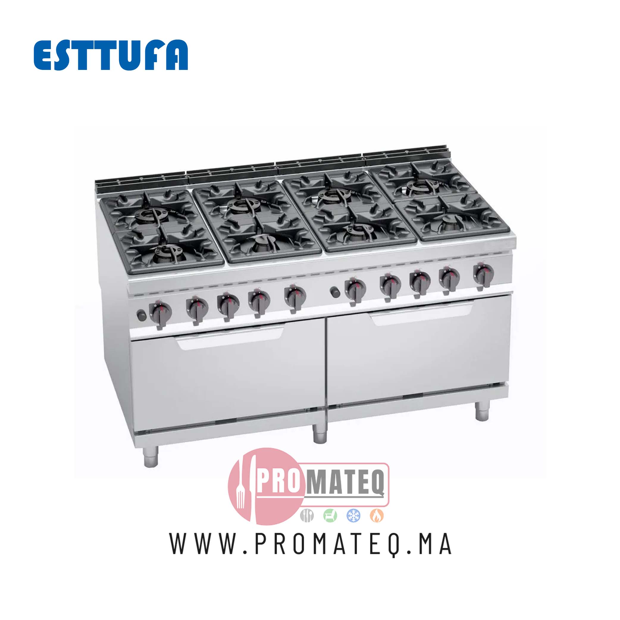 CUISINIERE 8 FEUX GAZ SUR 2 FOURS 1510-KUZ