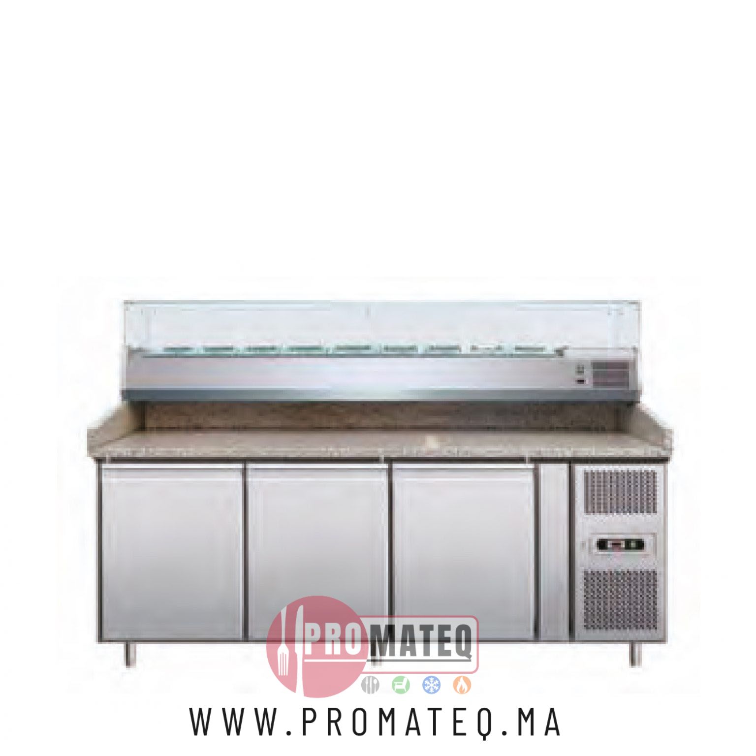 MEUBLE A PIZZA 3 PORTES INOX 60 sur 40 – CUISIFRIOT