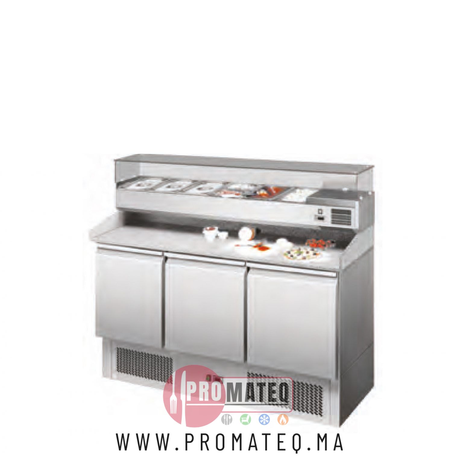 MEUBLE A PIZZA DESSUS MARBRE 3 PORTES SANS VITRINE – CUISIFRIOT