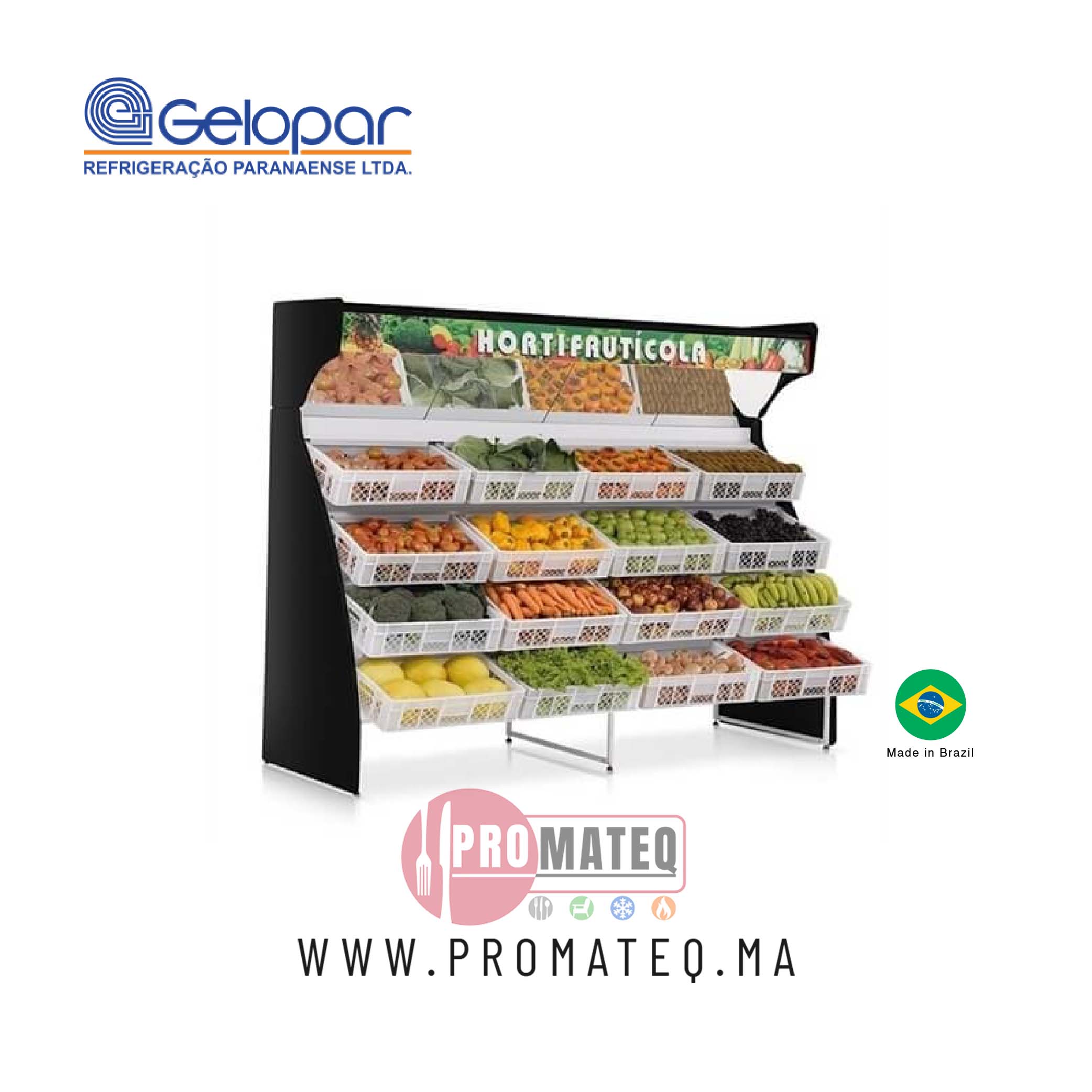 MEUBLE EXPO FRUITS ET LEGUMES 2M80 AVEC MIRROIR MHLE-16