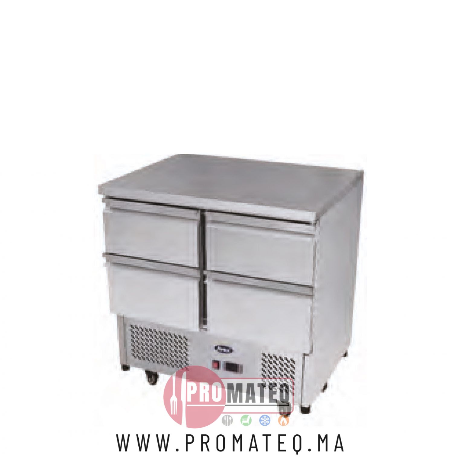 MEUBLE SALADETTE EN INOX 4 TIROIRS – CUISIFRIOT