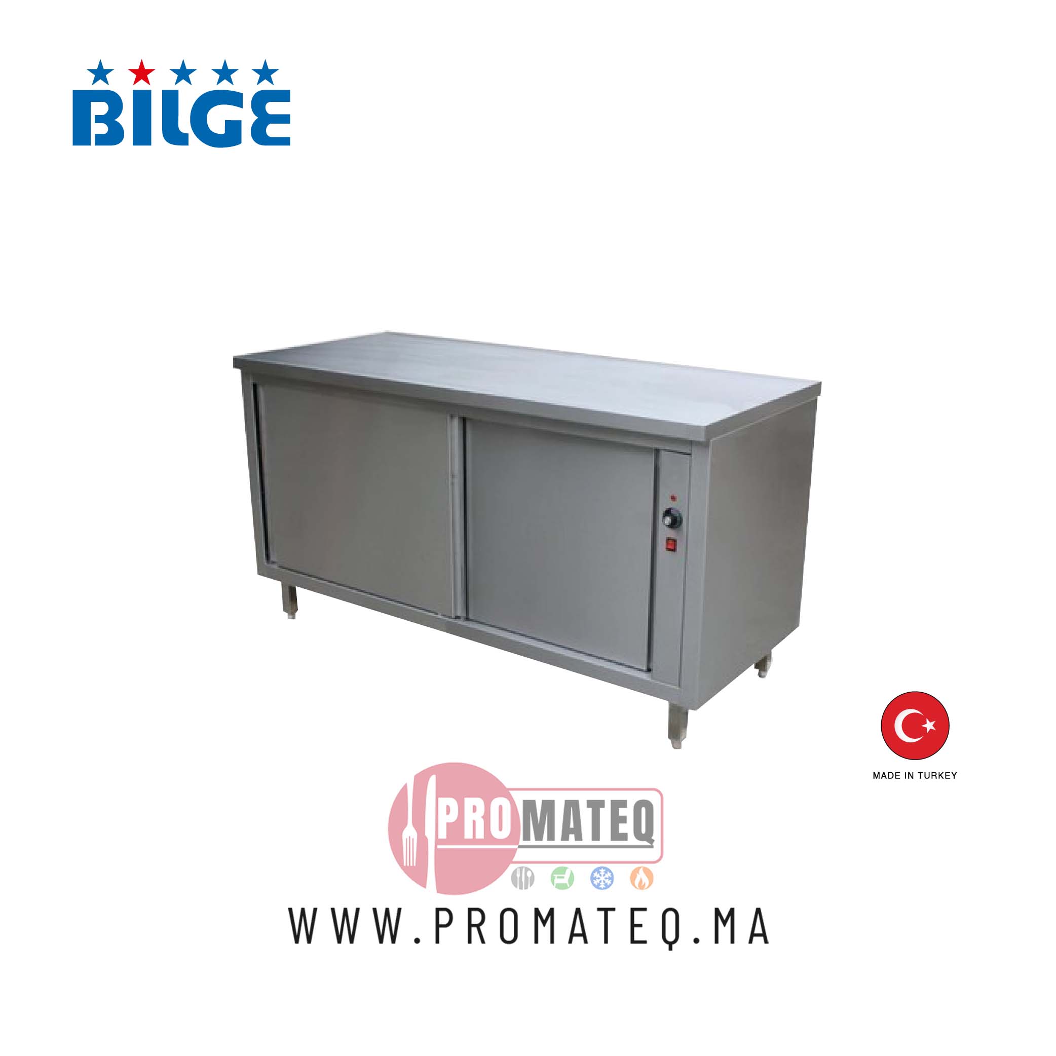 TABLE CHAUDE INOX CENTRALE 160cmx70cmx85cm TBC-160-C