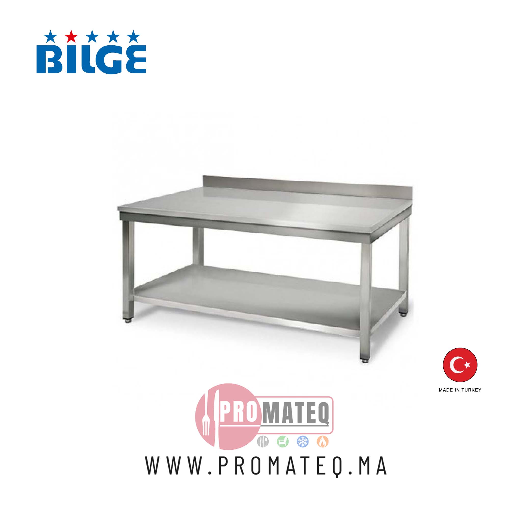 TABLE DE TRAVAIL INOX MURALE 170cmx70cmx85cm TA-170-M