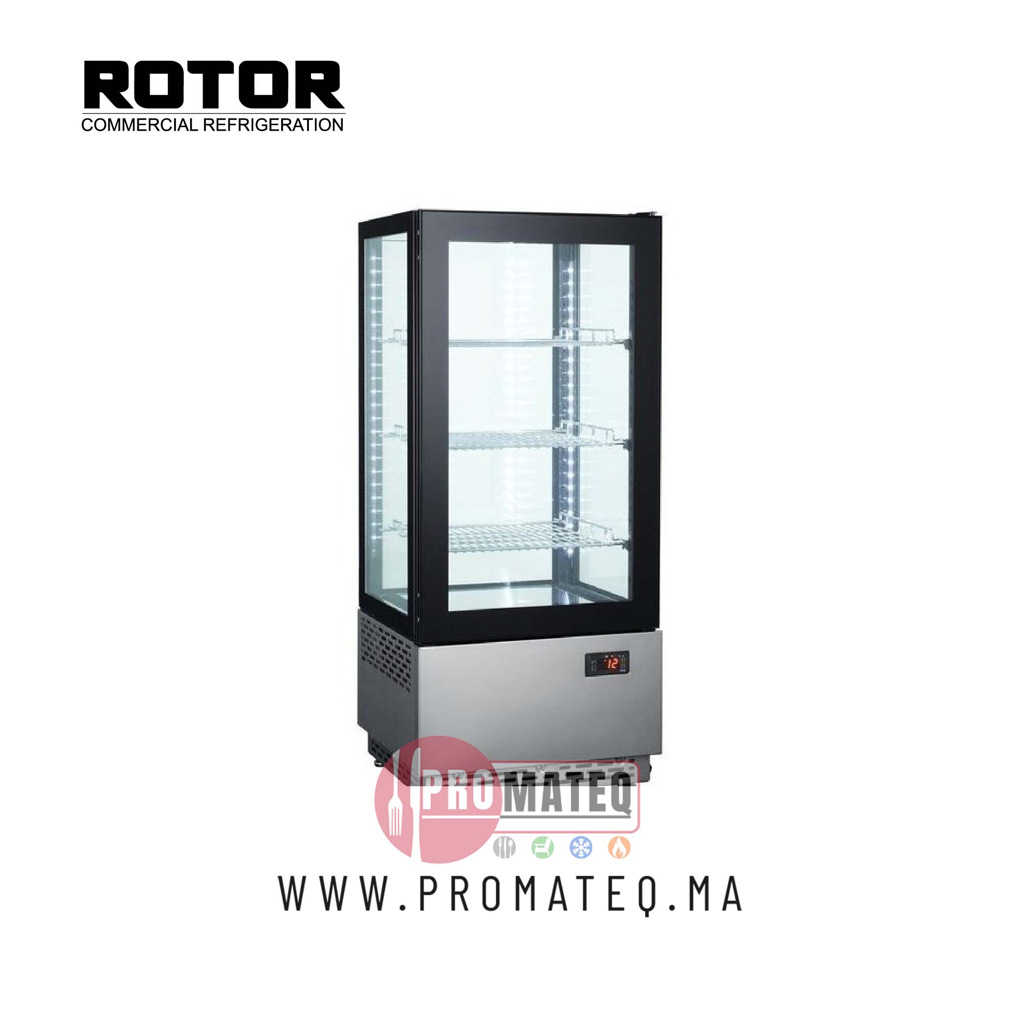 VITRINE 4 FACES POSITIVE FIXE 78 L DIM 43cmx39cmx98cm RT-78L-7