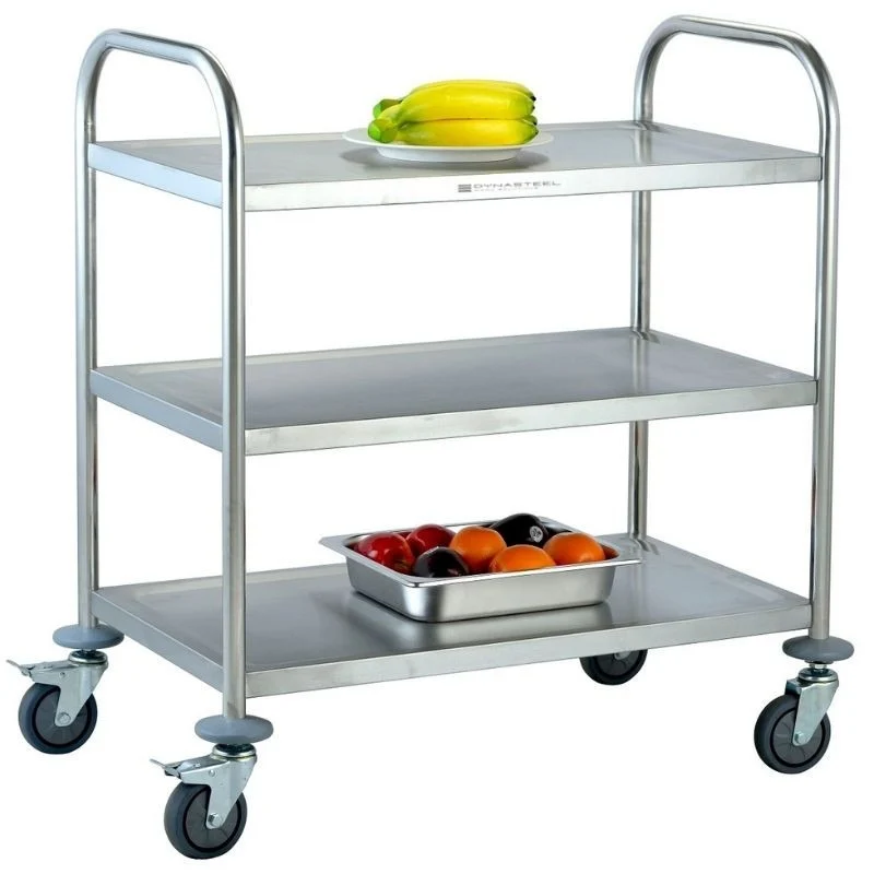 Chariot De Service 3 étages En Inox - Avec Roulettes Et Freins - 75x40x83 Cm - Idéal Cuisine, Restaurant, Bureau - 3